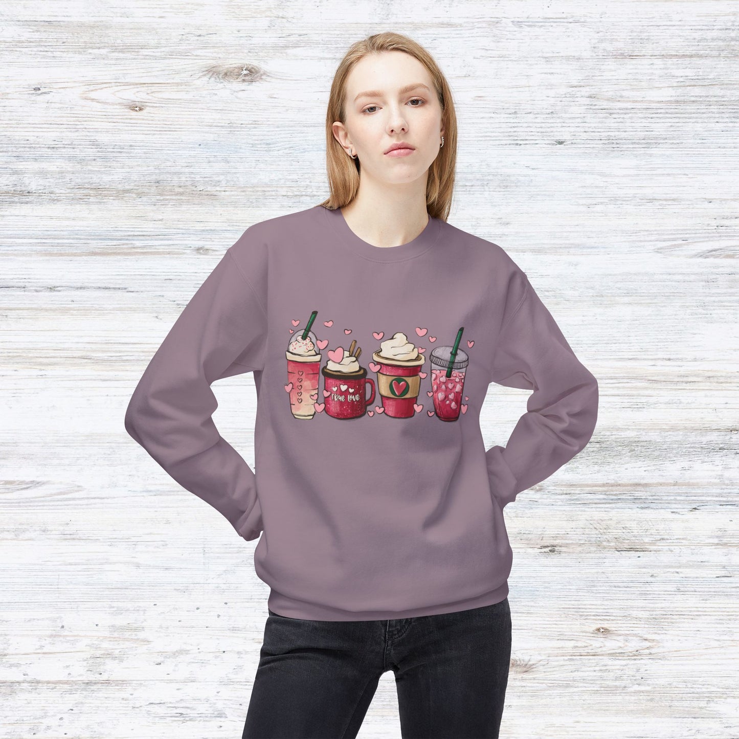 Valentines Day Coffee Unisex Midweight Softstyle Fleece Crewneck Sweatshirt