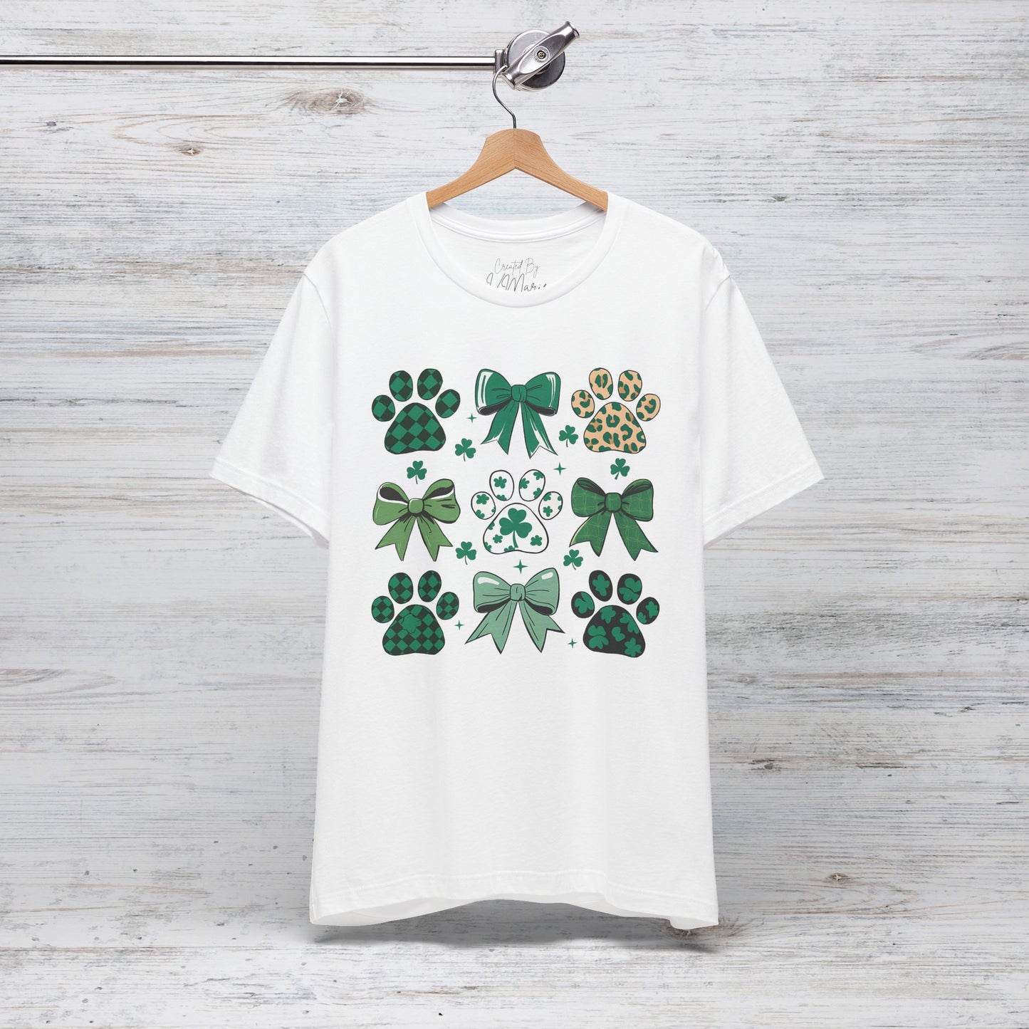 St Patrick's Day Paw Print Unisex Jersey Short Sleeve Tee