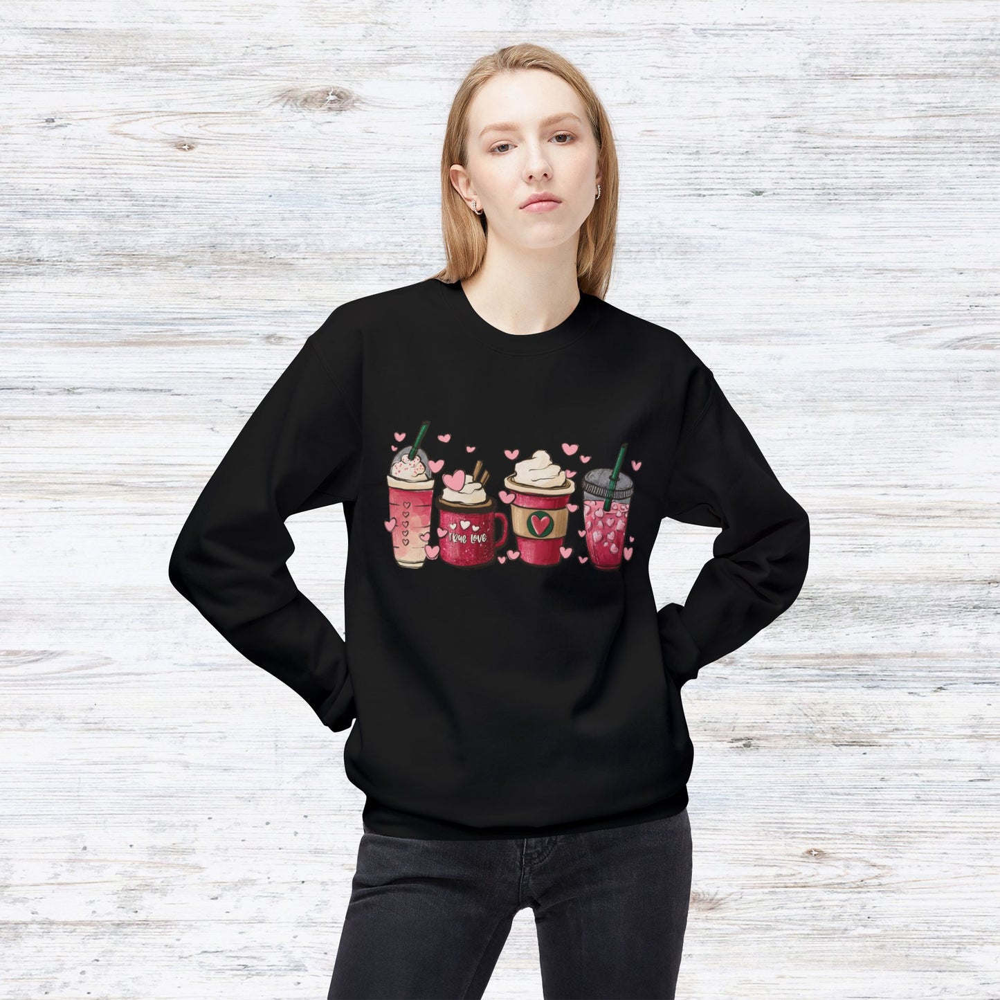 Valentines Day Coffee Unisex Midweight Softstyle Fleece Crewneck Sweatshirt