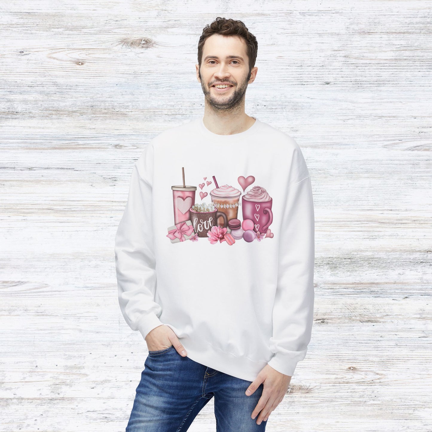 LOVE Valentines Day CoffeeUnisex Midweight Softstyle Fleece Crewneck Sweatshirt