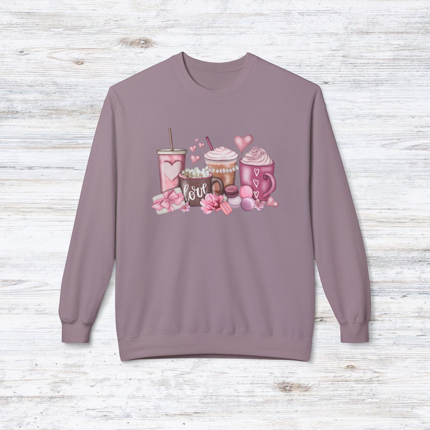 LOVE Valentines Day CoffeeUnisex Midweight Softstyle Fleece Crewneck Sweatshirt