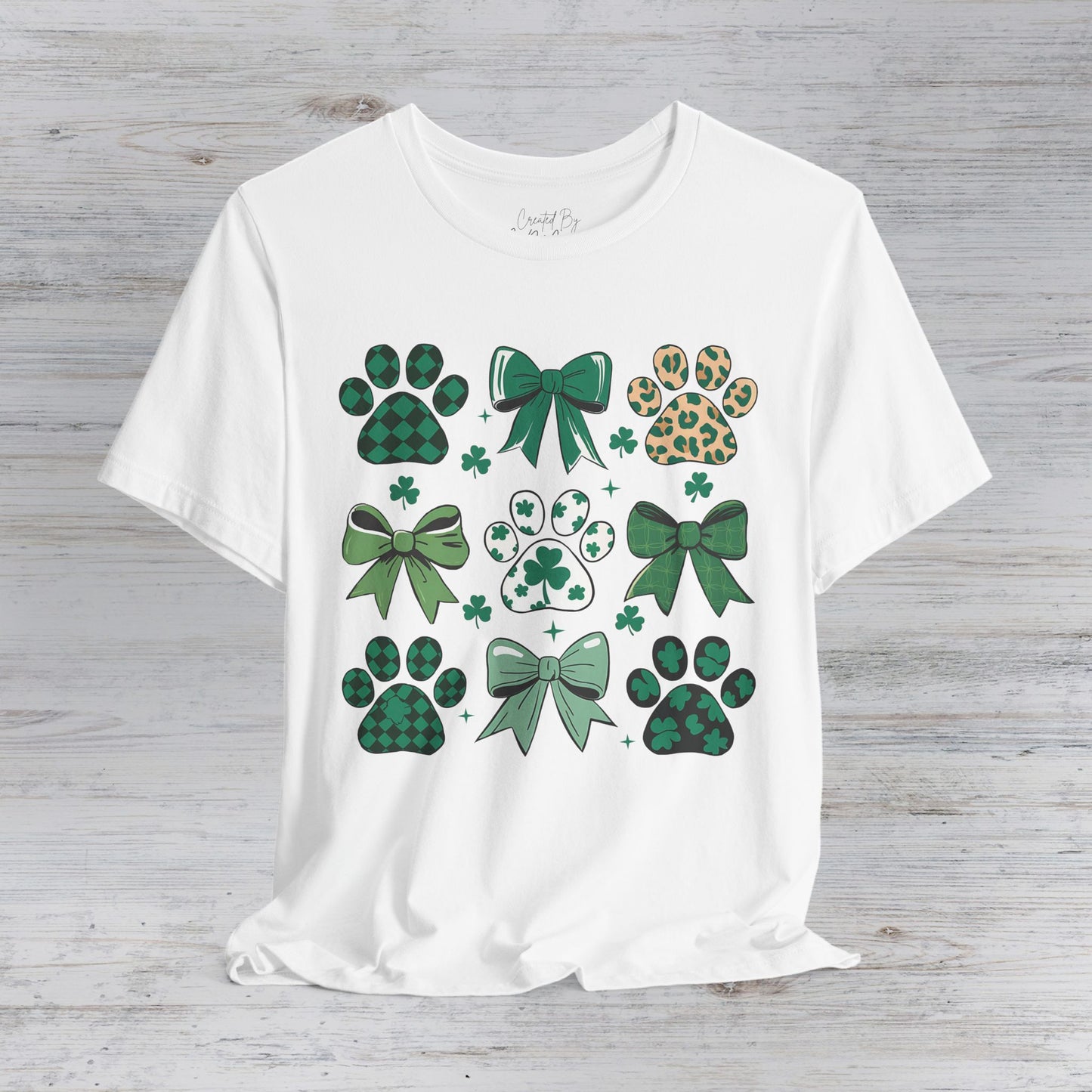 St Patrick's Day Paw Print Unisex Jersey Short Sleeve Tee