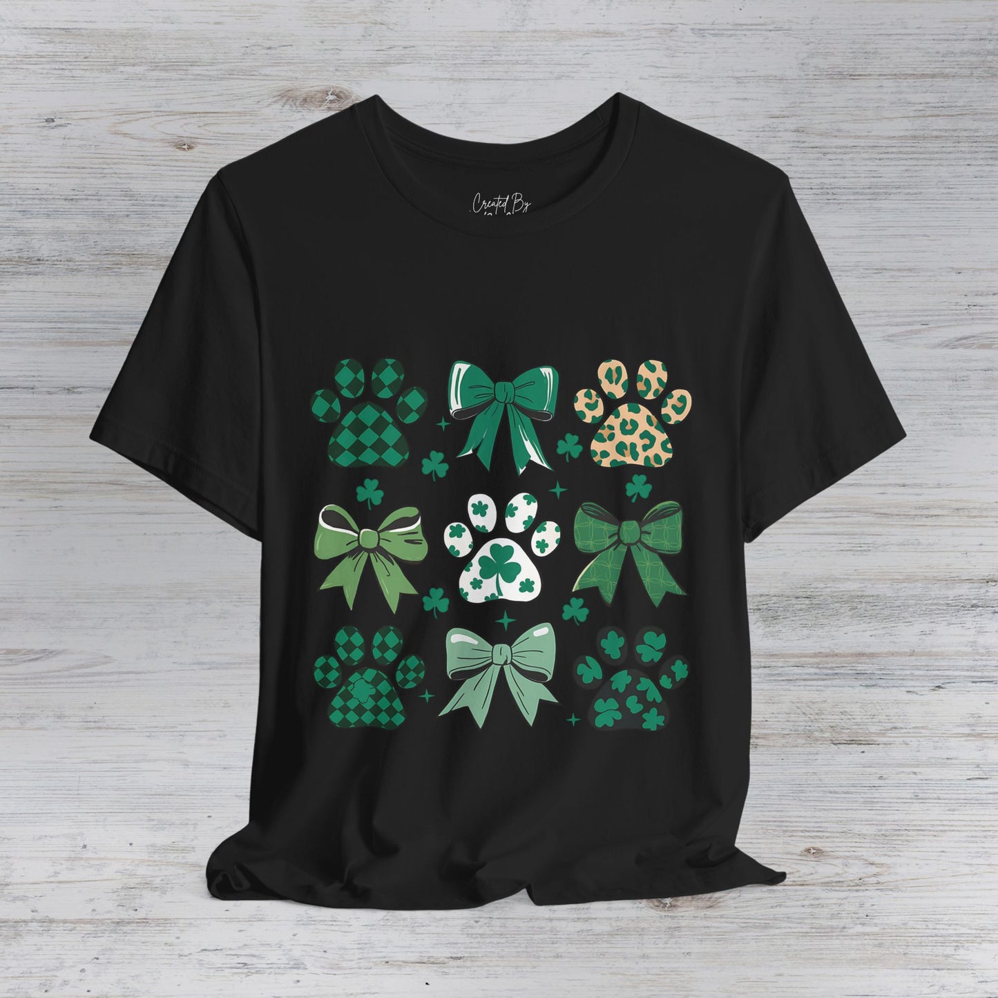 St Patrick's Day Paw Print Unisex Jersey Short Sleeve Tee
