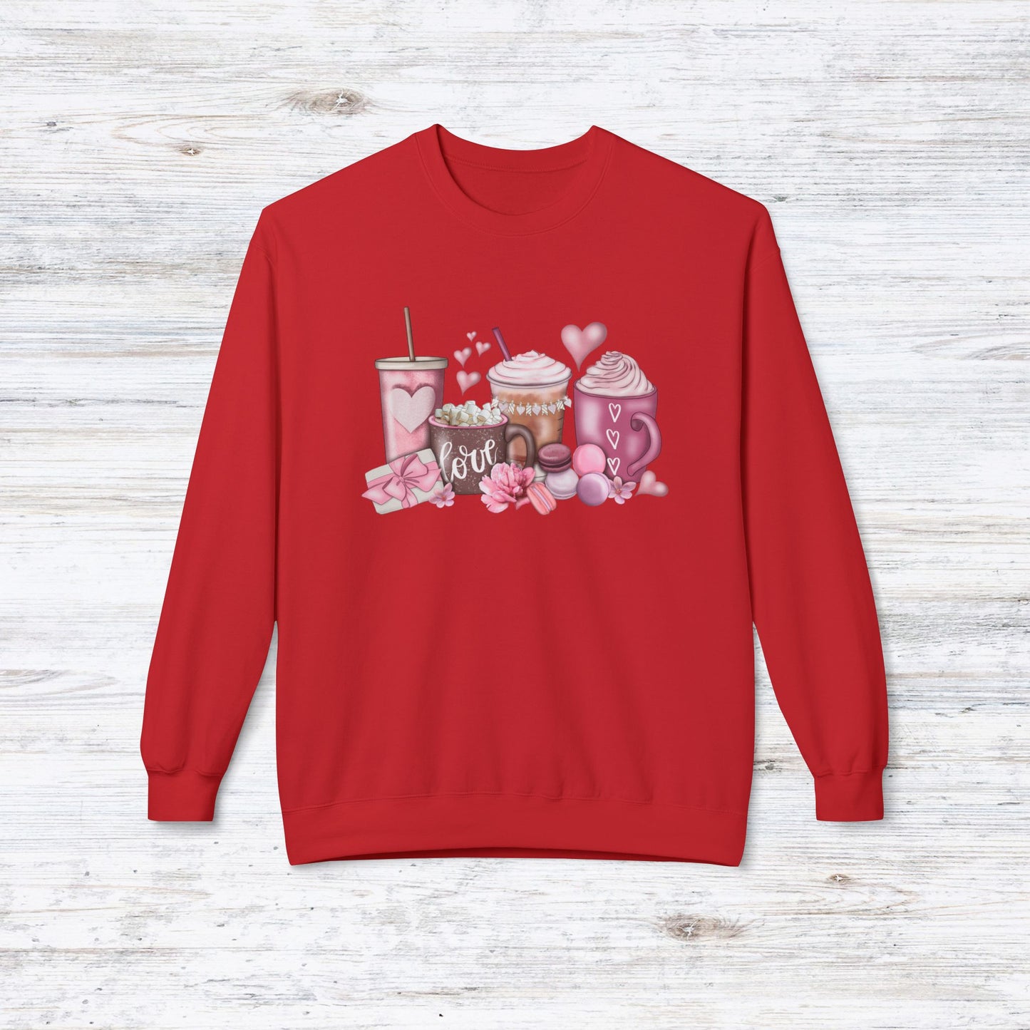 LOVE Valentines Day CoffeeUnisex Midweight Softstyle Fleece Crewneck Sweatshirt