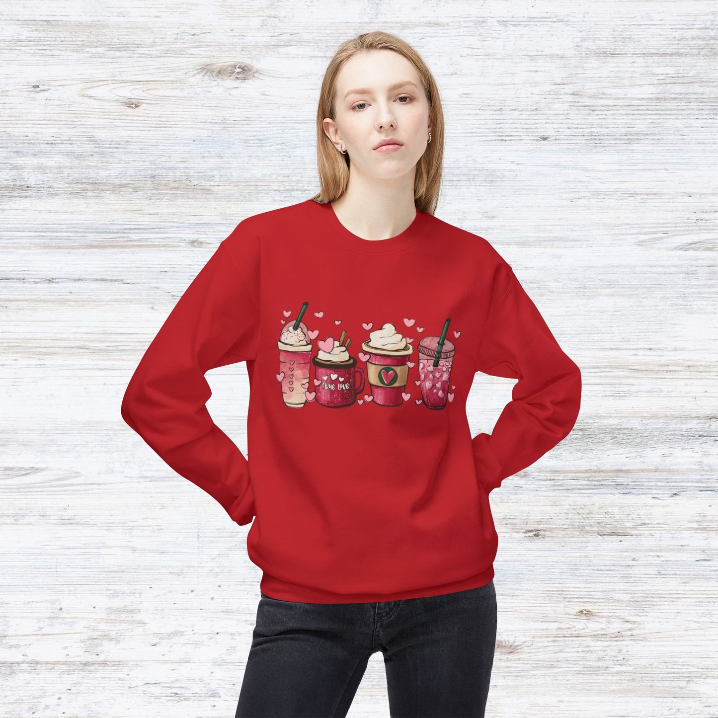 Valentines Day Coffee Unisex Midweight Softstyle Fleece Crewneck Sweatshirt