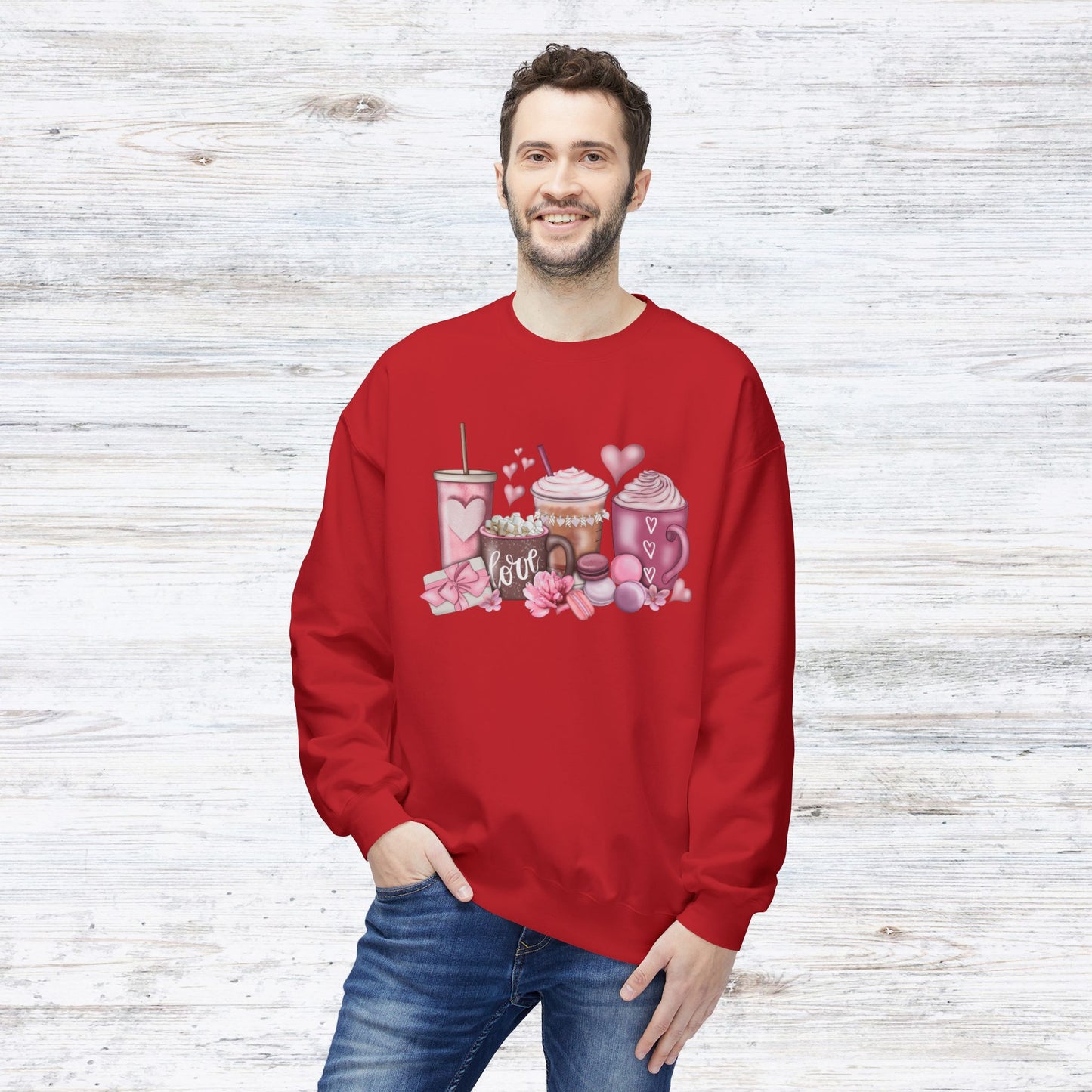LOVE Valentines Day CoffeeUnisex Midweight Softstyle Fleece Crewneck Sweatshirt