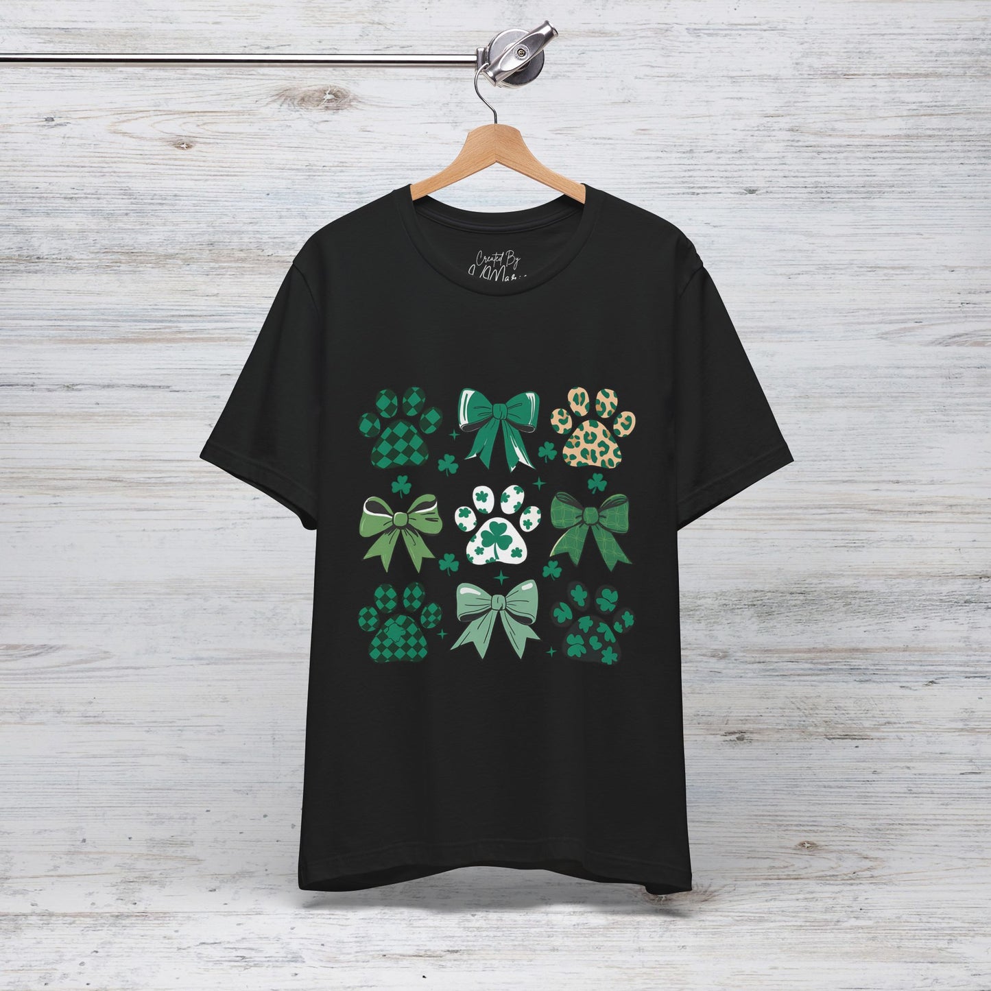 St Patrick's Day Paw Print Unisex Jersey Short Sleeve Tee