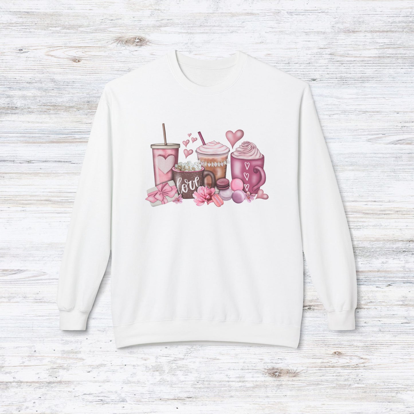 LOVE Valentines Day CoffeeUnisex Midweight Softstyle Fleece Crewneck Sweatshirt