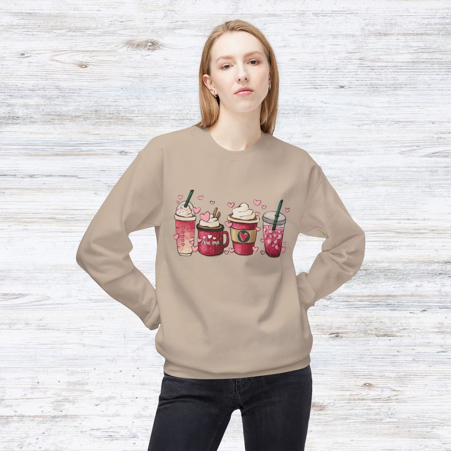 Valentines Day Coffee Unisex Midweight Softstyle Fleece Crewneck Sweatshirt