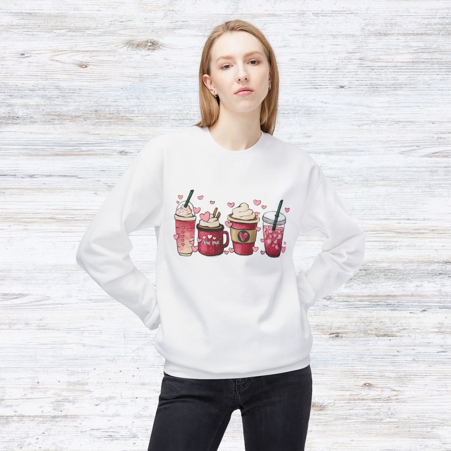 Valentines Day Coffee Unisex Midweight Softstyle Fleece Crewneck Sweatshirt