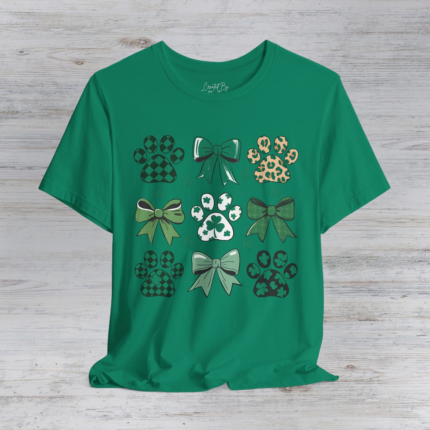 St Patrick's Day  Paw Print Unisex Jersey Short Sleeve Tee