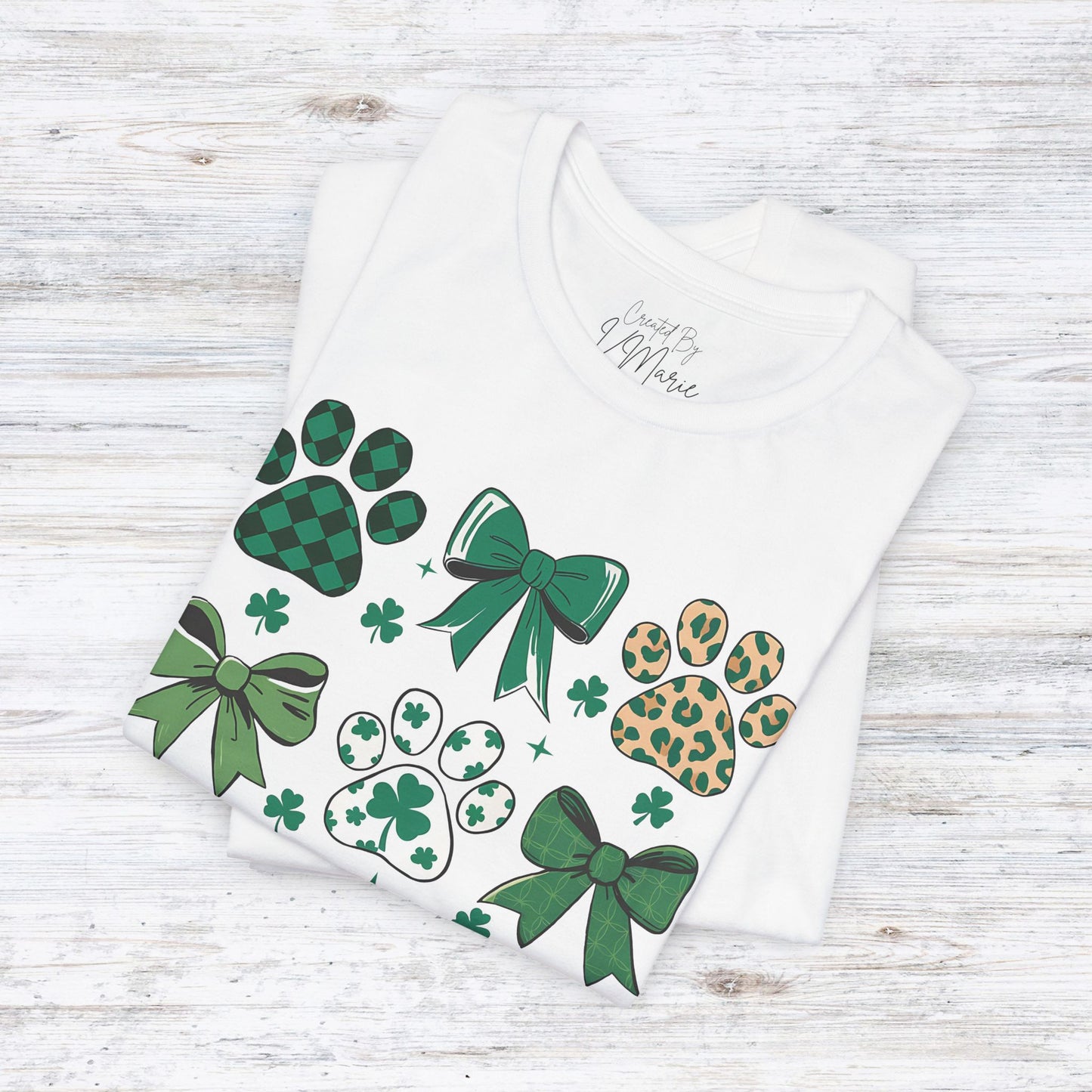 St Patrick's Day  Paw Print Unisex Jersey Short Sleeve Tee