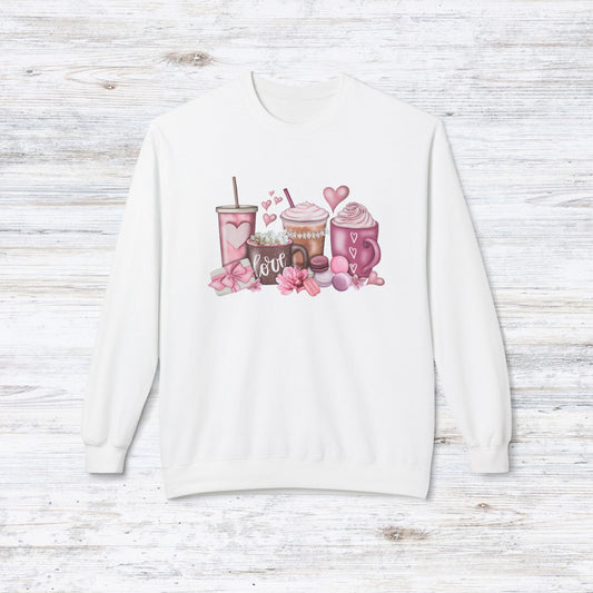 LOVE Valentines Day CoffeeUnisex Midweight Softstyle Fleece Crewneck Sweatshirt
