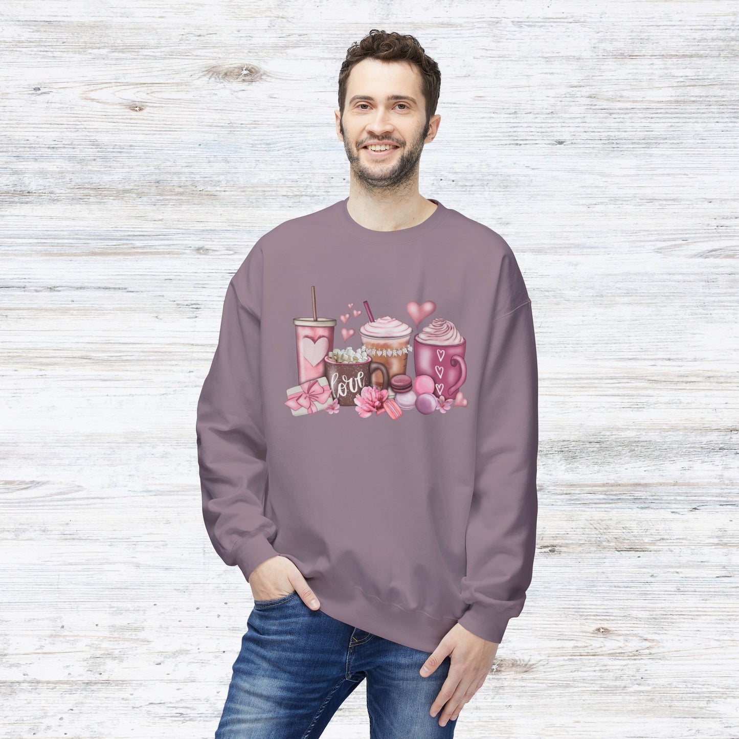 LOVE Valentines Day CoffeeUnisex Midweight Softstyle Fleece Crewneck Sweatshirt