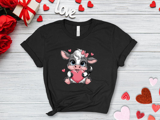 Valentines Cow T-Shirt | Cute Cow Love Tee for Women | Funny Valentine’s Day Gift | Farm Animal Graphic Top